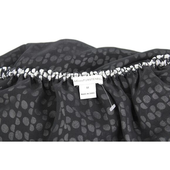 A5 NWoT DIANE VON FURSTENBERG Polka Dot Printed Silk Blouse Top Size M - Picture 4 of 6